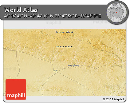Physical 3D Map of the Area around 48° 30' 27" N, 78° 16' 30" E