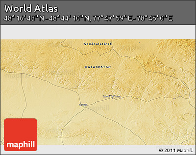 Physical 3D Map of the Area around 48° 30' 27" N, 78° 16' 30" E