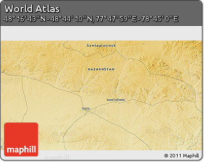 Physical 3D Map of the Area around 48° 30' 27" N, 78° 16' 30" E
