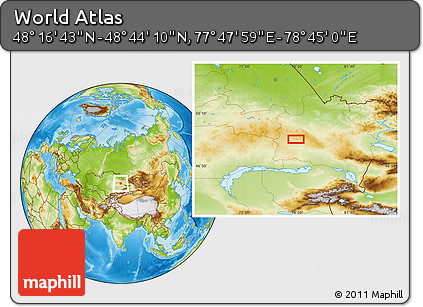 Physical Location Map of the Area around 48° 30' 27" N, 78° 16' 30" E