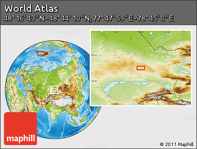 Physical Location Map of the Area around 48° 30' 27" N, 78° 16' 30" E