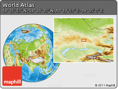 Physical Location Map of the Area around 48° 30' 27" N, 78° 16' 30" E