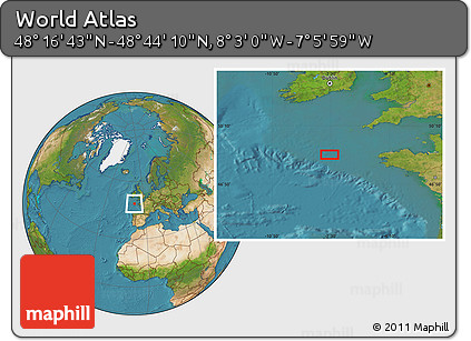 Satellite Location Map of the Area around 48° 30' 27" N, 7° 34' 30" W