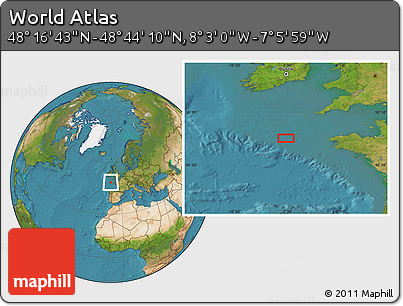 Satellite Location Map of the Area around 48° 30' 27" N, 7° 34' 30" W