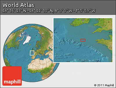 Satellite Location Map of the Area around 48° 30' 27" N, 7° 34' 30" W