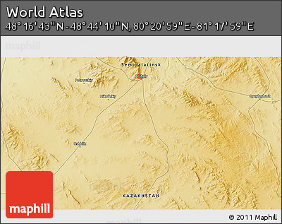 Physical 3D Map of the Area around 48° 30' 27" N, 80° 49' 29" E