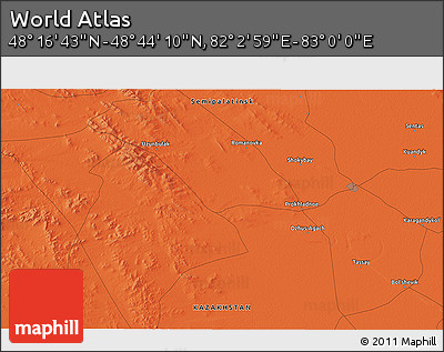 Political 3D Map of the Area around 48° 30' 27" N, 82° 31' 30" E