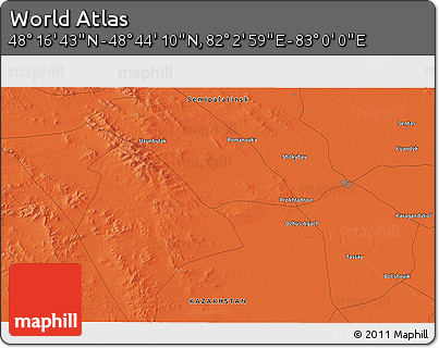 Political 3D Map of the Area around 48° 30' 27" N, 82° 31' 30" E