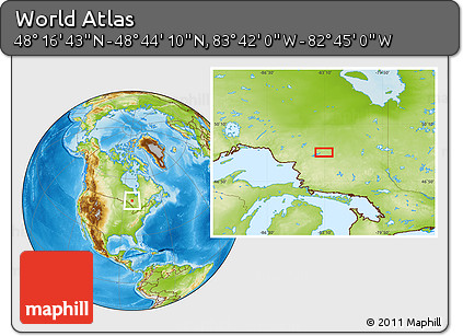 Physical Location Map of the Area around 48° 30' 27" N, 83° 13' 29" W