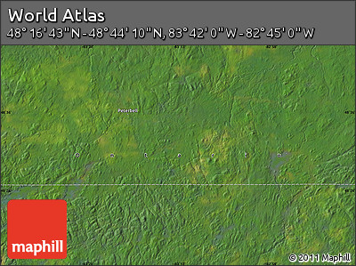 Satellite Map of the Area around 48° 30' 27" N, 83° 13' 29" W