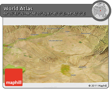 Satellite 3D Map of the Area around 48° 30' 27" N, 84° 13' 29" E