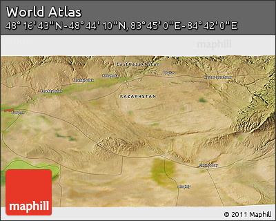 Satellite 3D Map of the Area around 48° 30' 27" N, 84° 13' 29" E