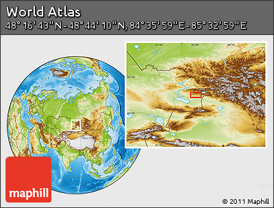 Physical Location Map of the Area around 48° 30' 27" N, 85° 4' 29" E