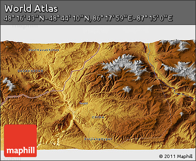 Physical 3D Map of the Area around 48° 30' 27" N, 86° 46' 30" E