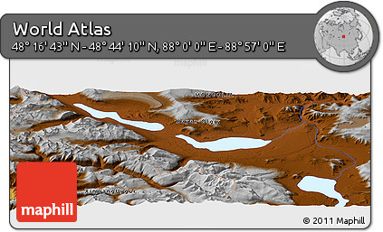 Physical Panoramic Map of the Area around 48° 30' 27" N, 88° 28' 29" E