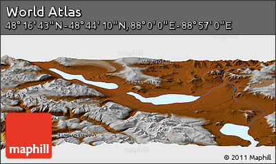 Physical Panoramic Map of the Area around 48° 30' 27" N, 88° 28' 29" E