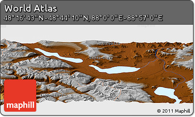 Physical Panoramic Map of the Area around 48° 30' 27" N, 88° 28' 29" E