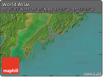 Satellite Map of the Area around 48° 30' 27" N, 88° 19' 29" W