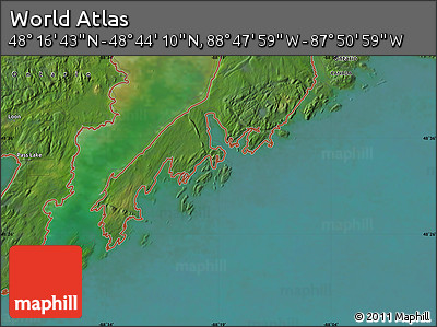 Satellite Map of the Area around 48° 30' 27" N, 88° 19' 29" W