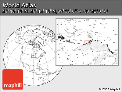 Blank Location Map of the Area around 48° 30' 27" N, 89° 10' 30" W