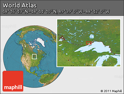 Satellite Location Map of the Area around 48° 30' 27" N, 89° 10' 30" W