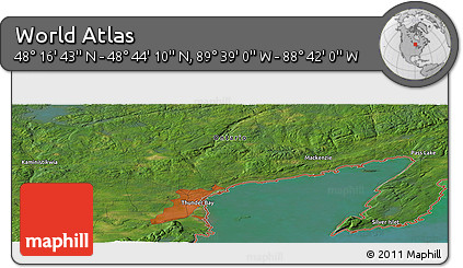 Satellite Panoramic Map of the Area around 48° 30' 27" N, 89° 10' 30" W