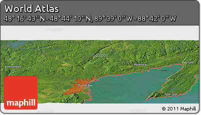 Satellite Panoramic Map of the Area around 48° 30' 27" N, 89° 10' 30" W