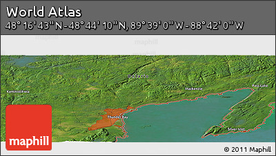 Satellite Panoramic Map of the Area around 48° 30' 27" N, 89° 10' 30" W