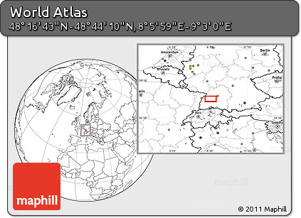 Blank Location Map of the Area around 48° 30' 27" N, 8° 34' 29" E