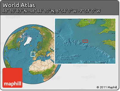 Satellite Location Map of the Area around 48° 30' 27" N, 8° 25' 30" W