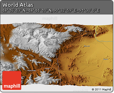 Physical 3D Map of the Area around 48° 30' 27" N, 91° 1' 30" E
