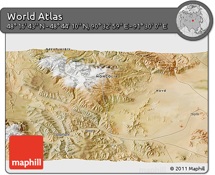 Satellite 3D Map of the Area around 48° 30' 27" N, 91° 1' 30" E