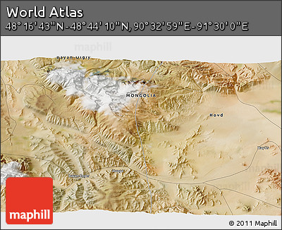 Satellite 3D Map of the Area around 48° 30' 27" N, 91° 1' 30" E