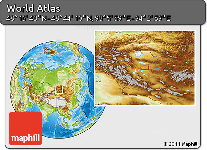 Physical Location Map of the Area around 48° 30' 27" N, 93° 34' 29" E