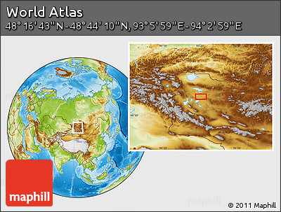 Physical Location Map of the Area around 48° 30' 27" N, 93° 34' 29" E