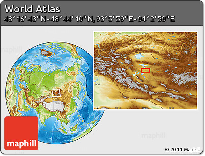 Physical Location Map of the Area around 48° 30' 27" N, 93° 34' 29" E