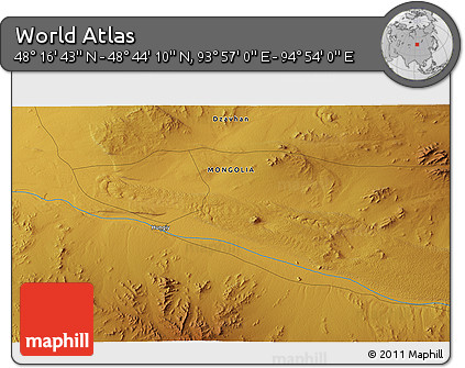 Physical 3D Map of the Area around 48° 30' 27" N, 94° 25' 30" E