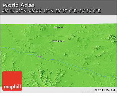 Political 3D Map of the Area around 48° 30' 27" N, 94° 25' 30" E