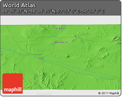 Political 3D Map of the Area around 48° 30' 27" N, 94° 25' 30" E