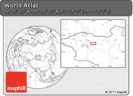 Blank Location Map of the Area around 48° 30' 27" N, 94° 25' 30" E