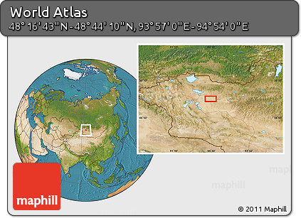 Satellite Location Map of the Area around 48° 30' 27" N, 94° 25' 30" E