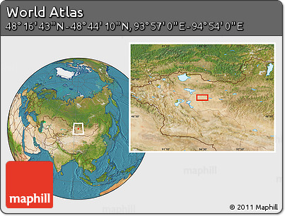 Satellite Location Map of the Area around 48° 30' 27" N, 94° 25' 30" E