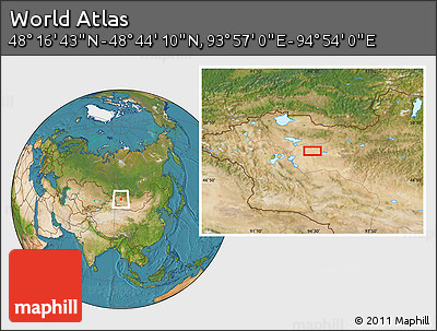 Satellite Location Map of the Area around 48° 30' 27" N, 94° 25' 30" E