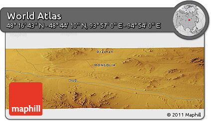 Physical Panoramic Map of the Area around 48° 30' 27" N, 94° 25' 30" E