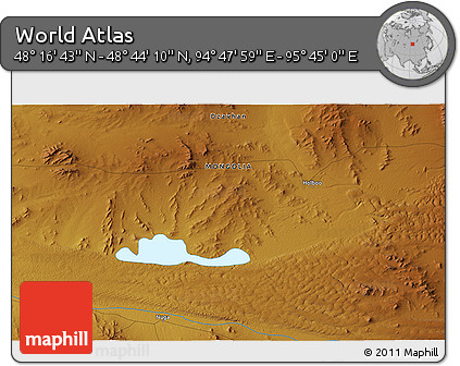 Physical 3D Map of the Area around 48° 30' 27" N, 95° 16' 30" E