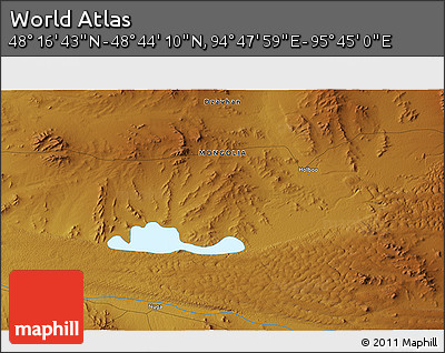 Physical 3D Map of the Area around 48° 30' 27" N, 95° 16' 30" E