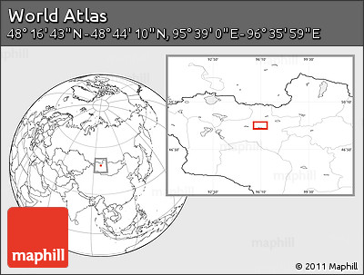 Blank Location Map of the Area around 48° 30' 27" N, 96° 7' 30" E