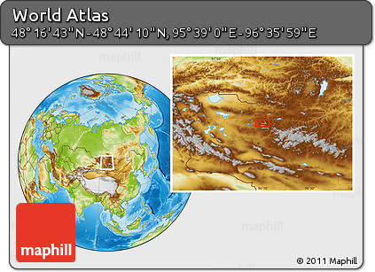 Physical Location Map of the Area around 48° 30' 27" N, 96° 7' 30" E