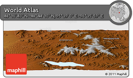 Physical Panoramic Map of the Area around 48° 30' 27" N, 96° 7' 30" E