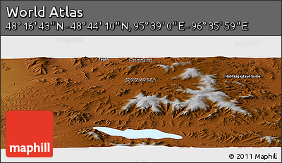 Physical Panoramic Map of the Area around 48° 30' 27" N, 96° 7' 30" E